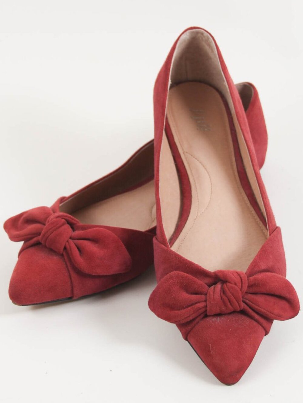 J.Jill Red Suede Bow Pointed Toe Ballet Flats Size 9